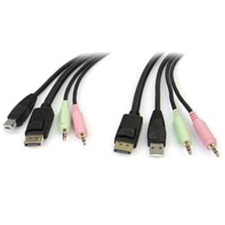 Dynamicfunction 6 ft. 4 in 1 USB Display Port KVM Switch Cable - Black - 6 ft. 1.8 m DY3326265